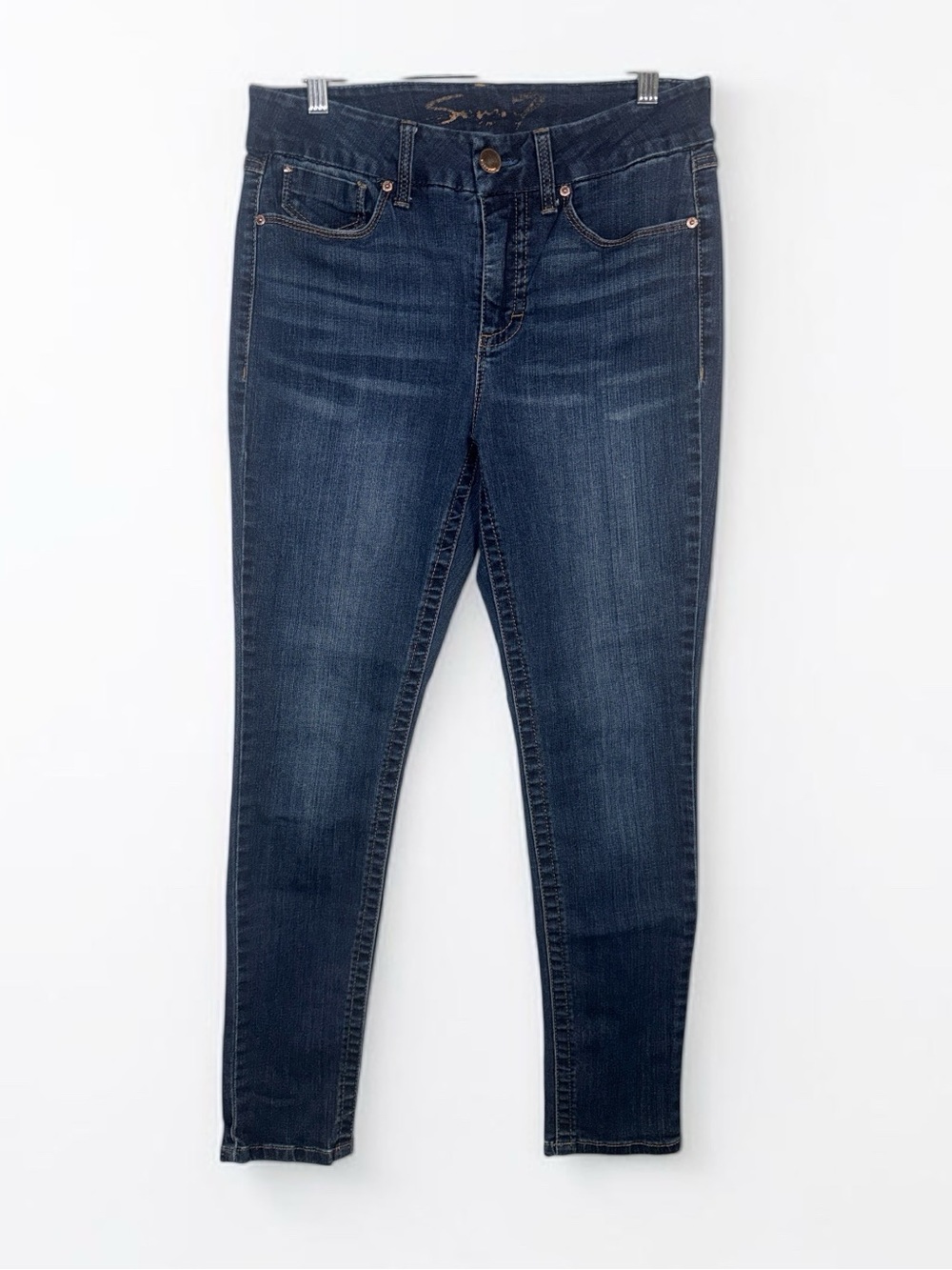 Seven7 Dark Blue Skinny Ankle Jeans - Women's Stretch Denim